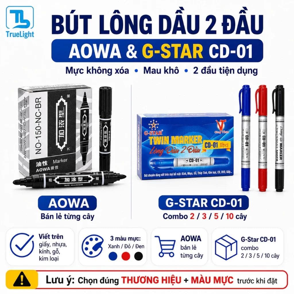 Bút lông dầu Gstar CD01 hai đầu tiện dụng cho văn phòng