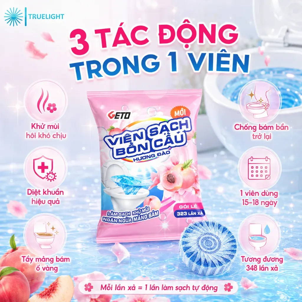 Viên diệt khuẩn bồn cầu mỗi lần xả nước sạch hoàn toàn