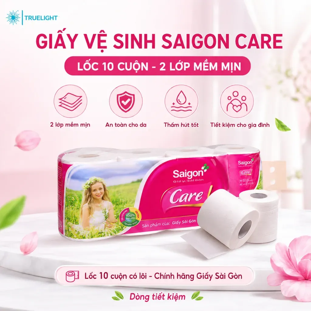 Giấy vệ sinh Saigon Care 2 lớp lốc 10 cuộn