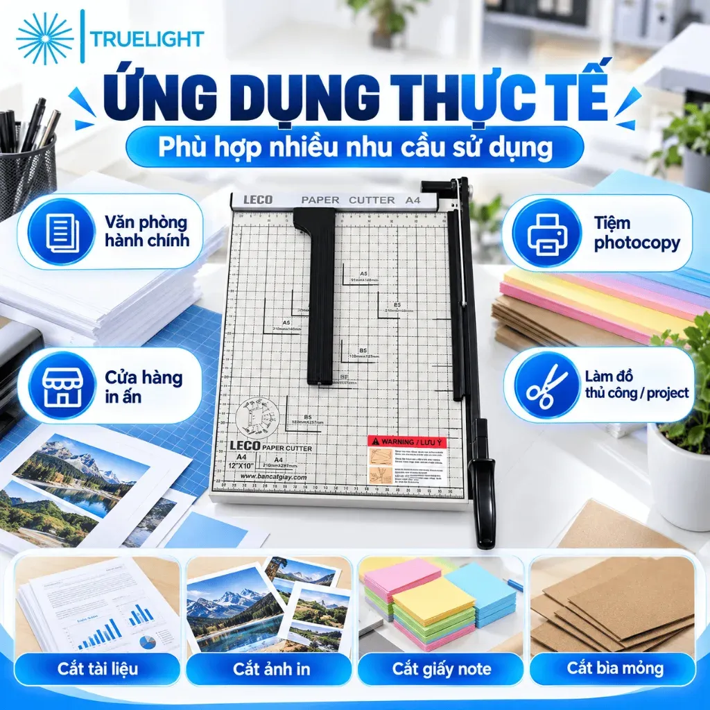 Bàn cắt giấy L'ECO loại có thanh chặn giấy