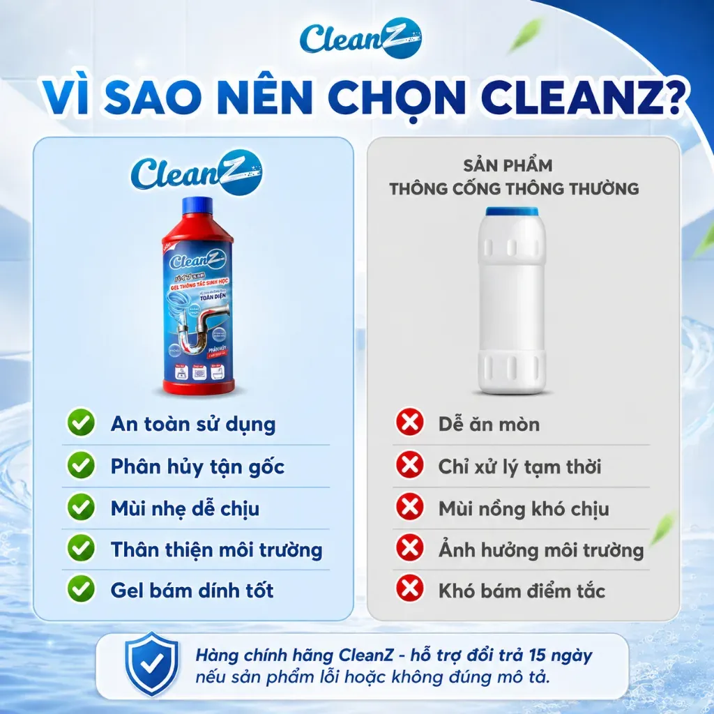 Gel thông tắc bồn cầu an toàn không gây hại men sứ
