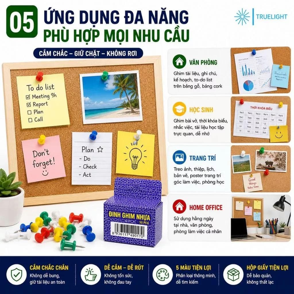 Đinh ghim tường nhựa nhọn sắc bén dễ cắm tháo