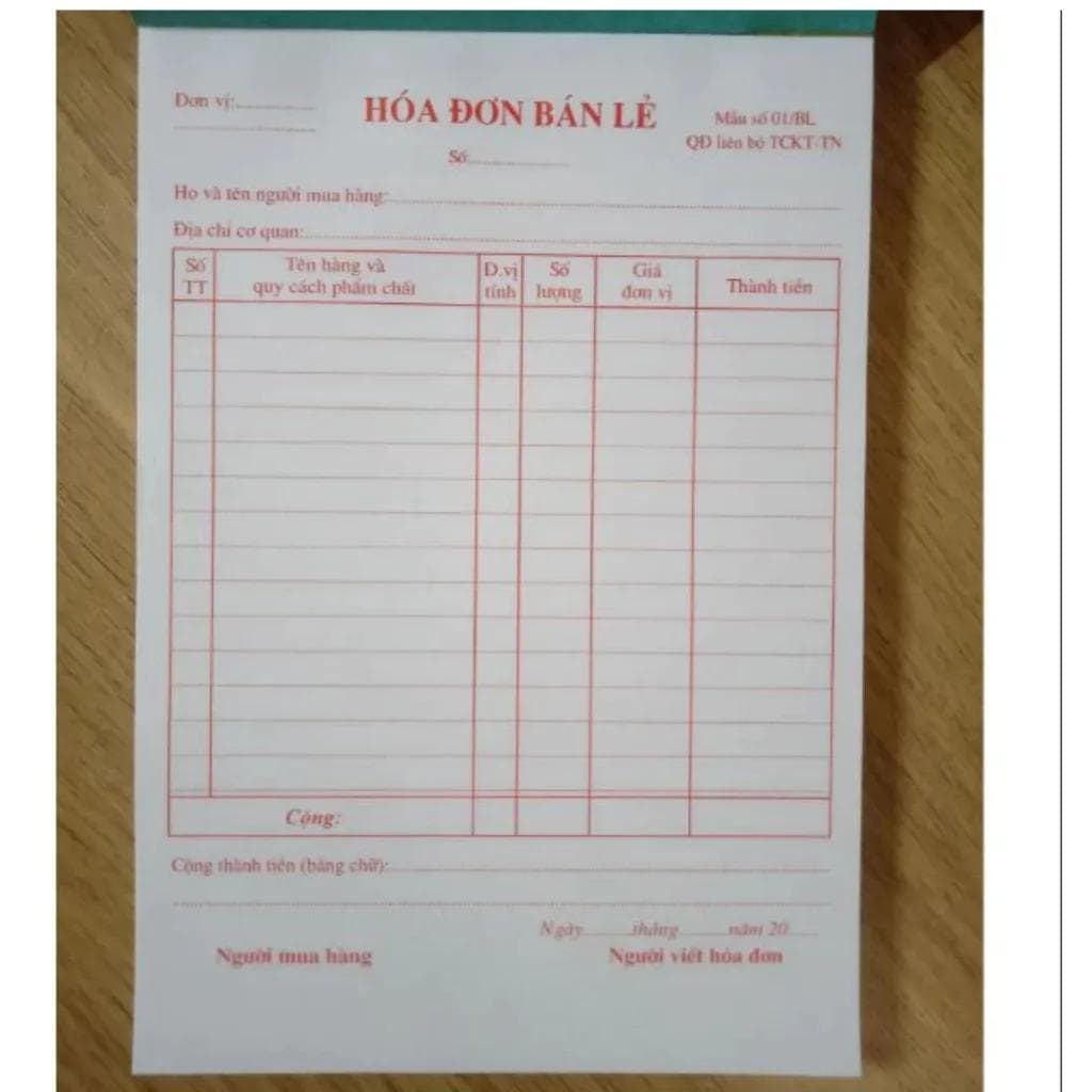 Hóa đơn bán lẻ khổ A5 phù hợp mọi loại hình kinh doanh