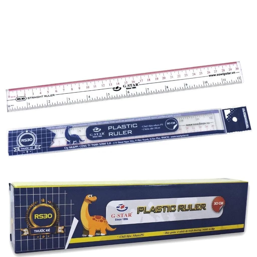 Thước kẻ văn phòng 20cm nhựa bền đẹp không phai màu