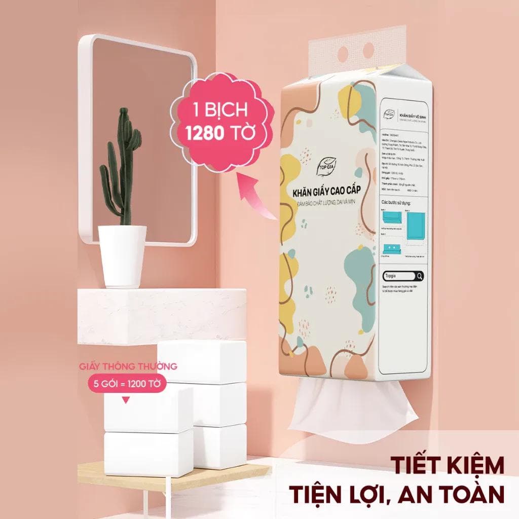 Giấy rút đa sắc Topgia mềm mại thấm hút tốt cho gia đình