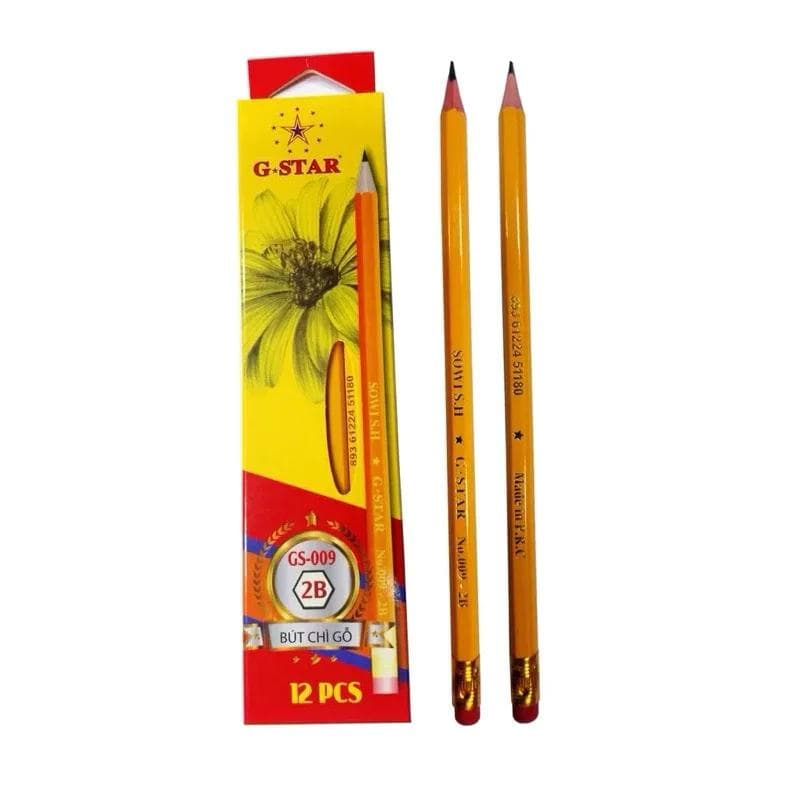 Bút chì vàng 2B Gstar GS009 đầu tẩy tiện dụng chính hãng