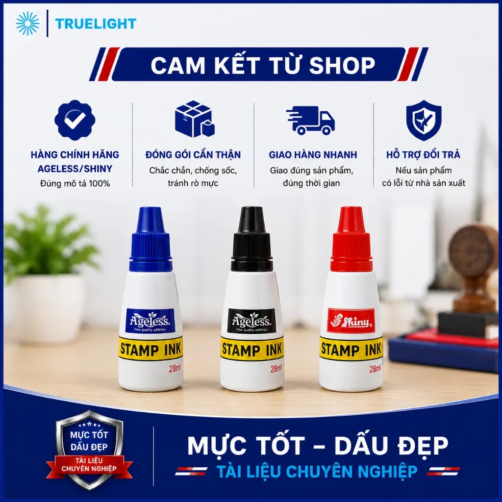 Mực dấu khô nhanh Ageless không lem không nhòe chữ ký