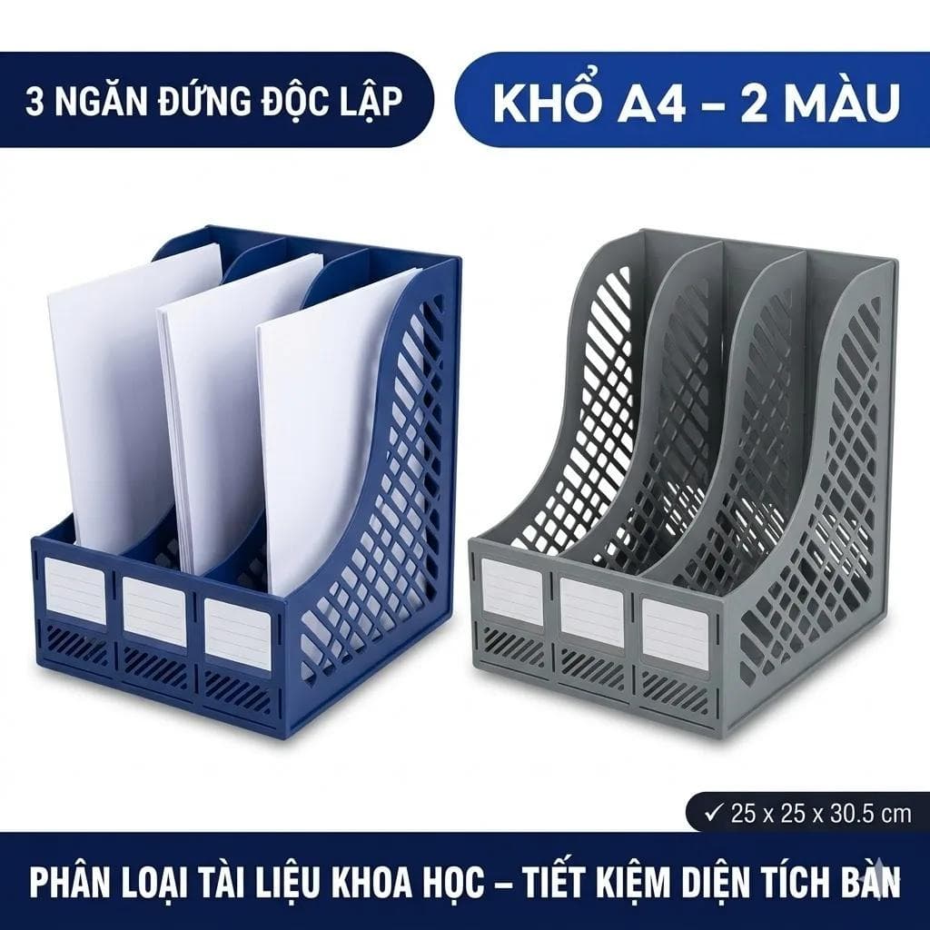 Kệ đựng tài liệu 3 ngăn để bàn gọn gàng ngăn nắp