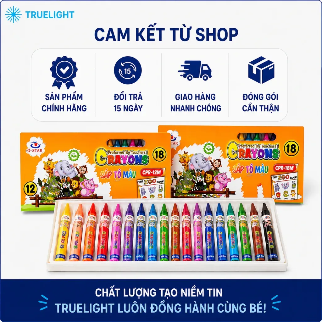 Hộp bút sáp 12 màu G-Star CPR đủ sắc tươi sáng