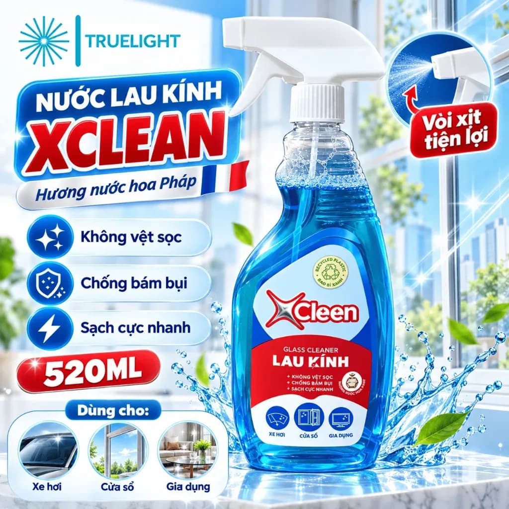Nước lau kính Xcleen 520ml chai xịt