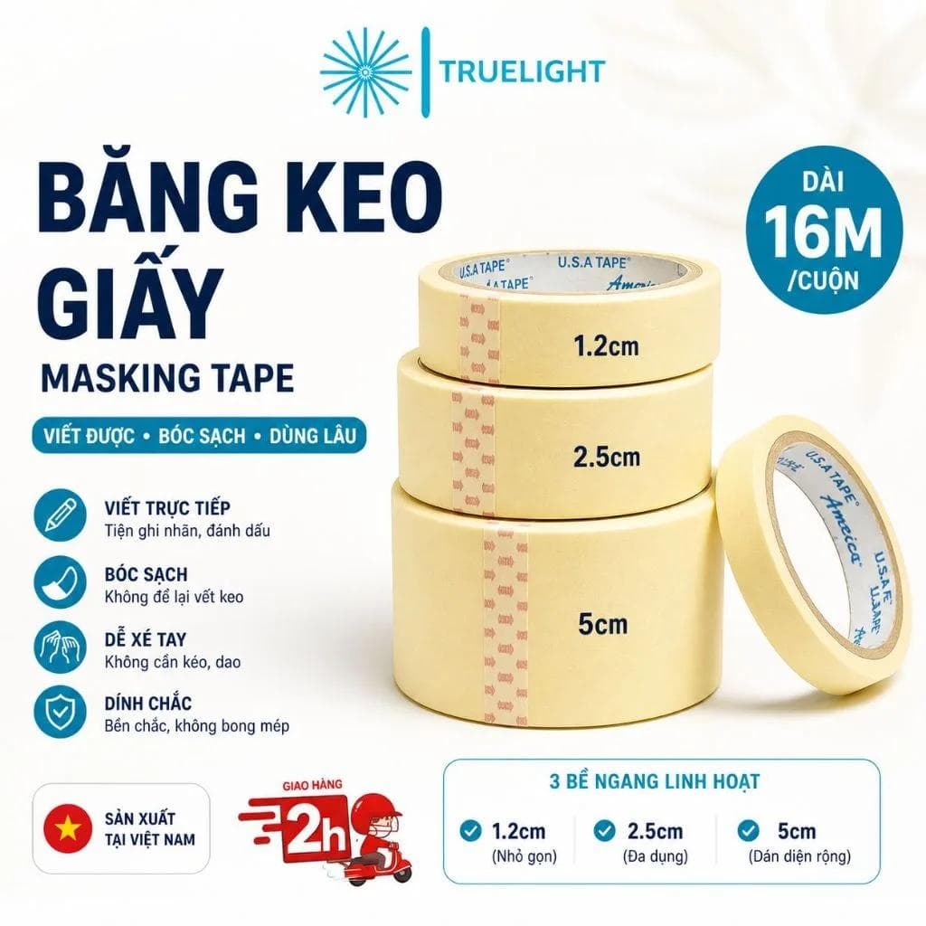 Băng keo giấy văn phòng đa năng cuộn 16m tiện dụng