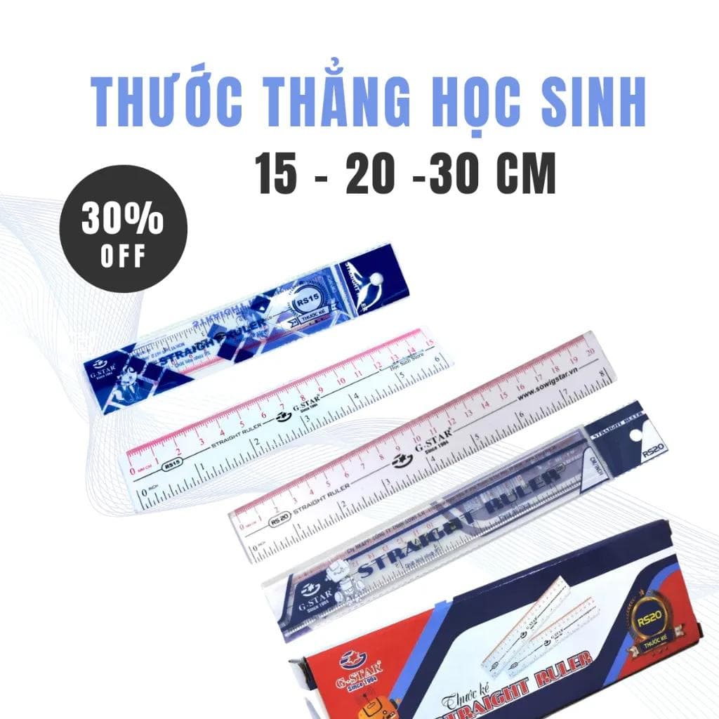 Thước kẻ 15cm Gstar RS-15 nhựa cứng trong suốt