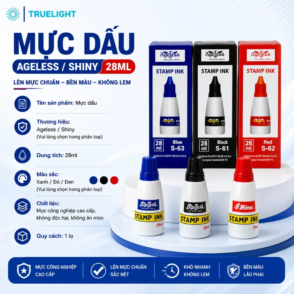 Mực dấu Ageless 28ml chính hãng khô nhanh bền màu