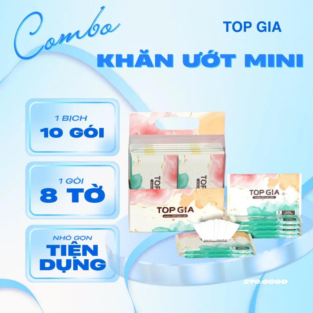 Khăn ướt mini Topgia chính hãng tiện dùng mọi lúc